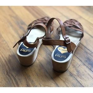 Swedish Hasbeens Low Heel Braided Natural Clogs 9